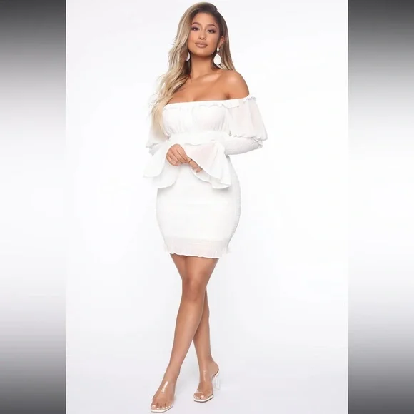 Fashion Nova | Dresses | Fashion Nova White Kiss And Tell Smocked Mini Dress  | Poshmark